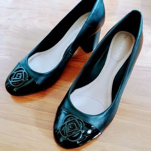 Taryn Rose Black Embossed Toe Heels